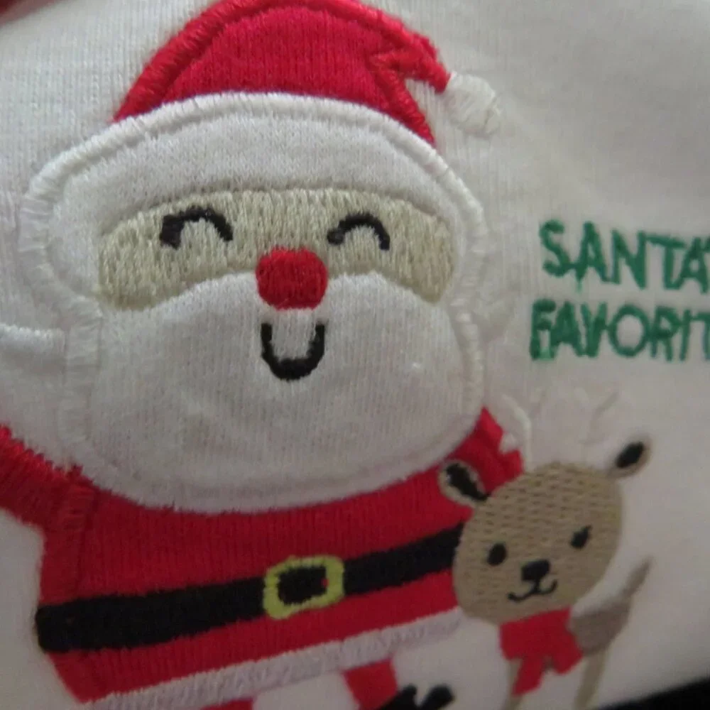 Baby Santa's favorite (2)pc embroidered long sleeve cotton